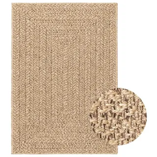 furnicato Teppich Outdoor-in Jute-Optik 160 x 230 cm UV-beständig Beige, 160 x 230 cm, Witterungsbeständige Bodenmatte aus PP für Terrasse und Garten braun 160 x 230 cm | 230 cm x 160 cm