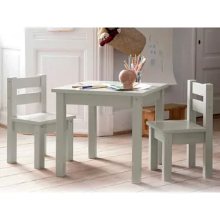 Kindersitzgruppe HOPPEKIDS "MADS Kindersitzgruppe", grau (hellgrau), FSC-zertifiziertes Kiefernholz und MDF. Lack auf Wasserbasis ohne schädliche Substanzen und unnötige Chemie., Sitzmöbel-Sets, in vielen Farben, mit zwei Stühlen