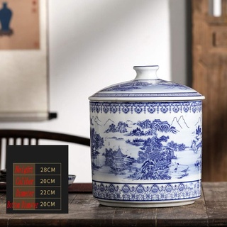 Blau Und Weiß Chinesisch Porzellan Vase Traditionellen Antik Tempel Jar Vase Mit Basis China Ming-Stil Keramikplatten Vase Kunstdrucke Hand Gemacht Dekoration-d H28xd20cm
