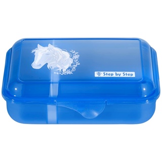 Step by Step Lunchbox „Horse Lima“, mit Trennwand und Klickverschluss, spülmaschinenfest, BPA-frei, für Schule und Kindergarten, 0,9L, blau