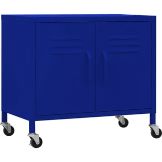 vidaXL Lagerschrank Marineblau 60x35x56cm Stahl Sideboard Schrank mit Rollen Büroschrank Metallschrank Aufbewahrungsschrank Büromöbel Stahlschrank