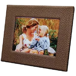 Pictronic Design Bilderrahmen, LED Hintergrundbeleuchtung, hinterleuchteter Fotorahmen, Wechselrahmen, einzigartige Brillanz für ihre Fotos 130 x 180 mm, Farbe: braun Kunstleder Textur