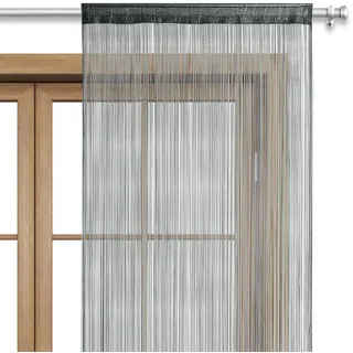 Wometo Fadenvorhang Türvorhang Fäden 90x245 dunkelgrau - Stangendurchzug oekoTex kürzbar waschbar uni einfarbig in vielen bunten Farben