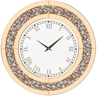 Wanduhr, Elegantes Kristall-design, Perfekt Für Moderne Dekoration, Hellbrauner Farbton, 60 Cm (24 Zoll)