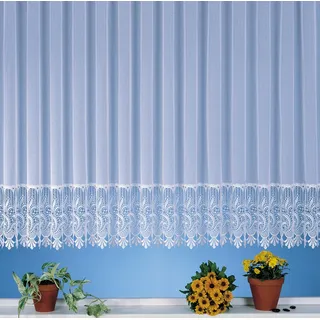 heimtexland Gardine Stores Vorhang Makramee Sockel Borte weiß Typ516, Kräuselband (1 St), transparent, Webware, Universal Kräuselband I weiß I Fensterdeko I halbtransparent weiß 750 cm x 120 cm