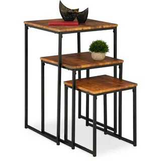 Relaxdays Beistelltisch Braun Metall 46 x 76 cm