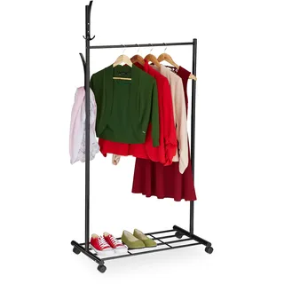 Relaxdays Garderobe mit Rollen 165 x 80 x 44 cm schwarz
