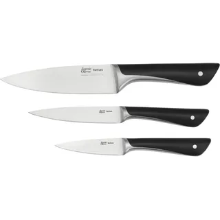 Jamie Oliver by Tefal K267S3 3-teiliges Messerset | Kochmesser | Universalmesser | Schälmesser | hohe Schneideleistung | unverwechselbares Design | widerstandsfähige Klingen | Edelstahl/Schwarz