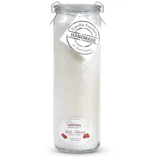 Landshop24 Duftkerze Candle-Factory Duftkerze aus Stearin im Weckglas Big Jumbo (Duft "Zimt Orange), brennt bis zu 100h