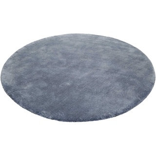 Hochflor-Teppich Relaxx, Esprit, rund, Höhe: 25 mm, Wohnzimmer, sehr große Farbauswahl, weicher dichter Hochflor blau|grau Ø 200 cm x 25 mm
