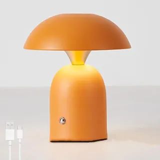 Pilzlampe LED Tischlampe Kabellose Touch Dimmbare USB Aufladbar Nachttischlampe Ohne Kabel Akku Tischleuchte 3 Farbmodi (2700K/4000K/6500K) Mushroom Lampe für Schlafzimmer Restaurant Bar,Orange