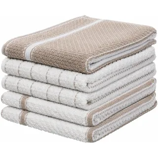 Brandsseller Küchenhandtücher 5er Set 45 x 65 cm Baumwolle Beige | Aus 100 % Baumwolle gefertigt Strapazierfähig und schnelltrocknend Waschbar bis 40°C trocknergeeignet OEKO-TEX STANDARD 100