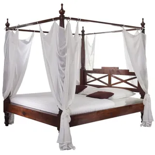 Massivmoebel24 Himmelbett 140 x 200 cm Braun