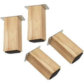 Moderne Massivholz Möbelfüße,Eiche Sofabeine TV-Schrankfüße,Couchtischbeine Bettbeine,Couch Sessel Bücherregalbeine Bettfüße,3 Farben,4 Größen,mit Zubehör,4pcs (12cm/4.7in,Wood color)