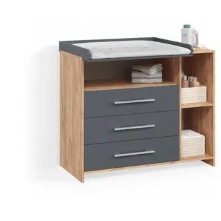 livinity® Wickelkommode Torino Anthrazit/Sonoma mit Schubladen