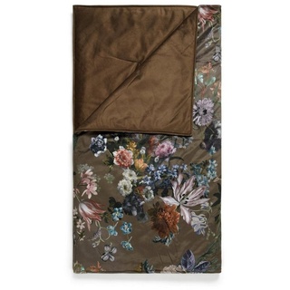 Tagesdecke Isabelle, Essenza, aus weichem Samt mit Blumenprint braun 220 cm x 265 cm
