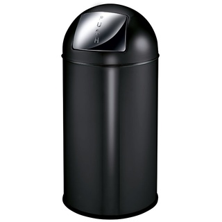 PROREGAL Abfallbehälter mit Pushdeckel & Inneneimer aus Metall | 40 Liter, HxBxT 74x34x34cm | Matt Schwarz