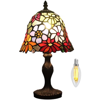 Kinbolas 8 "Tischlampe Tiffany-Stil Buntglas Lampenschirme Vintage Schreibtischlampe Kleine Nachttischlampe Schlafzimmer Wohnzimmer Büro Lesen Antik Art Deco(Color:K-2)