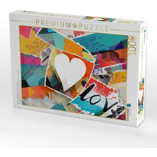 Abstrakt buntes Design mit Herz und Text Love - CALVENDO Foto-Puzzle' - 1000 Teile