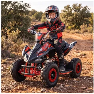 Actionbikes Motors Elektro-Kinderquad Kinder Elektroquad Racer 1000 W 36 V Mini Quad, bis 50 kg, Scheibenbremsen, Safety Touch System Fußschalter rot|schwarz