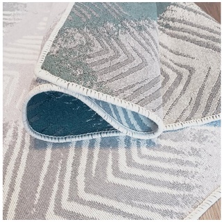 CelinaTex Dekokissen Carpet Teppich Läufer Baumwolle In-Outdoor 80x150cm grau weiß grün, leicht,waschbar,vielseitig verwendbar,Innen und Aussen geeignet grau|grün|weiß