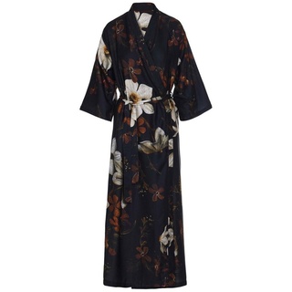 Essenza Kimono Jula Daffodils Reunited, Langform, Baumwolle, Kimono-Kragen, Gürtel, mit Blumenprint schwarz L
