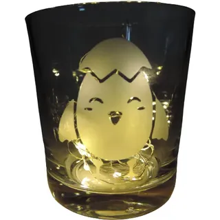 Teelicht Glas Windlicht "Oster Küken im Ei" geätzt Deko Handmade Trinkglas Oster