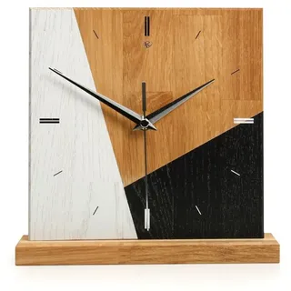 Kreative Feder Standuhr Designer-STANDUHR „Triangle“ aus Massivholz, ohne Ticken; Funk- oder Quarzuhrwerk; elegant, außergewöhnlich, modern braun