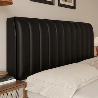 UHVUJDUI Bettkopfteil Hussen Leder Bett Kopfteil Bezug/Überzug Leder,All-Inclusive Dehnbare Kopfteilbezug Staubdichte Schutzhülle Für Schlafzimmer Kopfteil(Nero,200cm)