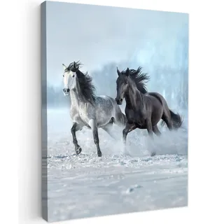 LEINWANDBILD Pferde - Winter - Tiere - Natur - Schnee Room Decor 30x40 cm