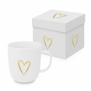 ppd Kaffeetasse Pure Heart Gold 350ml Teetasse Cappuccinotasse Kaffee-Tasse Porzellantasse Henkeltasse Porzellan-Tasse Tee-Tasse Bone China Porzellan