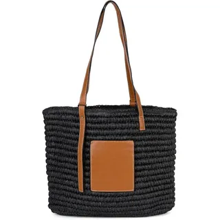 styleBREAKER Korbtasche Korbflecht Schultertasche - Basttasche (1-tlg) schwarz