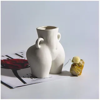 Romehaha Butt Vase - Moderne Keramikvase in Weiß, Skulpturale Frauenform (Hintern Design), Blumenvasen für Wohnzimmer, Deko-Akzente - Mattes Finish (Weiß)