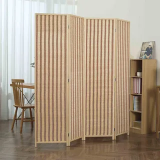 Makika Trennwand / Raumteiler aus Holz / Bambus Faltbar - Natur Braun