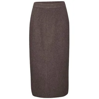DAINIKA Strickrock Langer Damen Wollrock aus Yakwolle mit Rippmuster und Bündchen Weicher Rippstrickrock für stilbewusste Outfits braun S