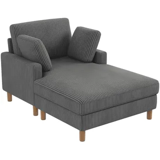 Vesgantti Cord Schlafsofa, Sofa Bett mit 2 Kissen, Relaxsessel, Schlafsessel für Wohnzimmer, Schlafzimmer, Büro, Werkzeuglose Montage, 148 * 104 * 92cm Grau
