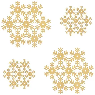 4er Set Fensterbilder Schneeflocken - Deko aus Holz für Weihnachten