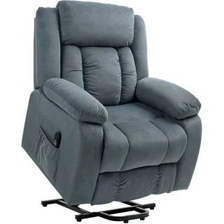Homcom Fernsehsessel mit Aufstehhilfe Samt 92 x 105 x 94 cm Grau elektrisch