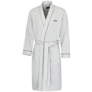 BOSS Morgenmantel Kimono BM, 100% Baumwolle, Kimono-Kragen, Taillengürtel, mit kontrastfarbenen Paspeln grau S