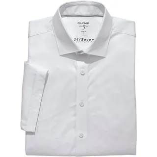 Kurzarmhemd OLYMP "Level Five body fit" Gr. 39, N-Gr, weiß Herren Hemden Kurzarm in elastischer Qualität