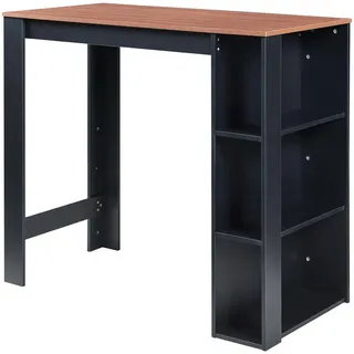 [en.casa] Bartisch Danderyd 120 x 60 x 106 cm Schwarz/Walnussoptik