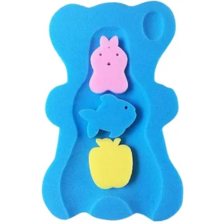 HomeDecTime Bad Schwamm für Baby-Badewanne, Rutschfeste Badematte, Kissen Wanne Schwammmatte - Blau, 49x30x4cm