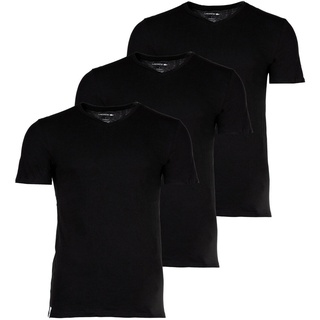 LACOSTE Herren T-Shirts, 3er Pack - Essentials, V-Ausschnitt, Slim Fit, Baumwolle, einfarbig Schwarz S