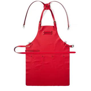 Feuermeister Lederschürze Kreuzberiemung rot Gr. 3