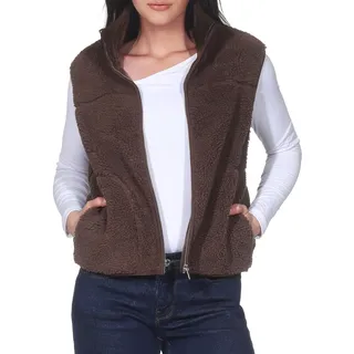 ONLY Damen Teddy Weste High Neck Sherpa Plüschweste mit Kragen Fleeceweste ONLBaby High Zip Vest 15379000 Chocolate Martini XL - XL