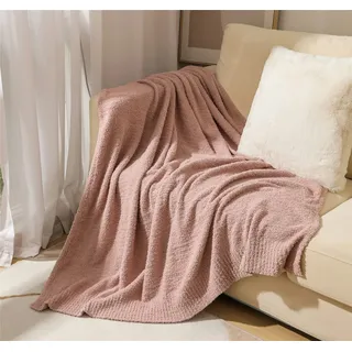 Hayisugal Kuscheldecke Flauschige Wohndecke SUPER WEICH UND ANGENEHM als Sofadecke Warme Couch Decken Sofa Decken Schlafdecke Strickdecke für das Bett Sofa, Rosa Farbe, 130 x 160cm