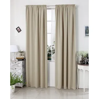 Woltu 2er Set Gardinen Vorhang Blickdicht Kräuselband für Schiene, 250 g/m2 Schwere Verdunklungsvorhänge Thermovorhang kälteschutz lichtdicht für Wohnzimmer Kinderzimmer, 135x225 cm