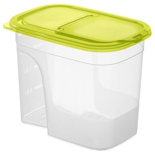 Rotho Sunshine Vorratsdose 2.2l mit Deckel und Schütte, Kunststoff (PP) BPA-frei, transparent/grün, 2.2l (20.3 x 13.5 x 16.0 cm)