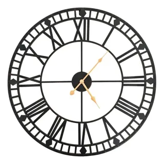 tinkaro Uhr Wanduhr XXL ARVEN Metall Effektuhr Schwarz/Gold schwarz