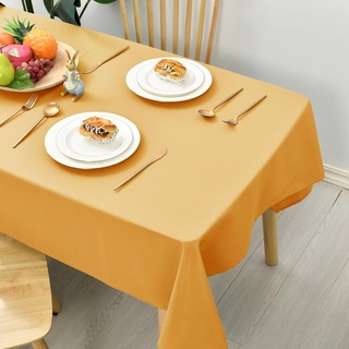 Hiasan Glatt Tischdecke Fleckenabweisend Tischtuch mit Lotuseffekt Leicht Wasserabweisend Tischwäsche, Dunkel Gelb, 130x130cm